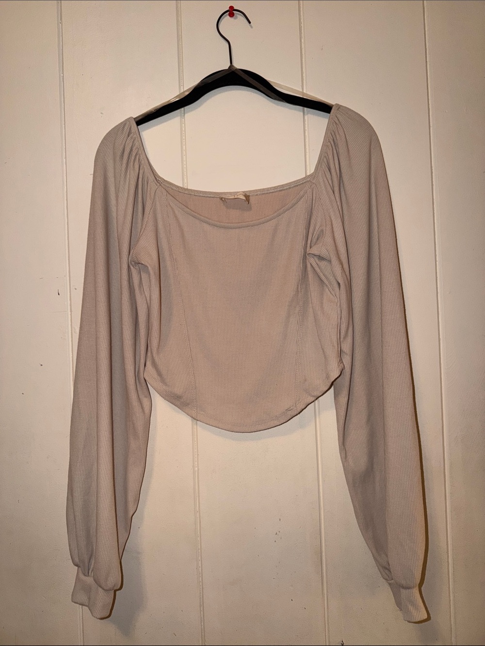 Altar’d State Women's Cream Long-Sleeve Square Neck Top